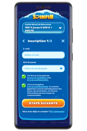Création compte SpinfiN Casino email sécurisé