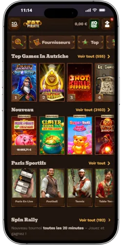 Section jeux populaires sur la page d'accueil Fat Pirate Casino