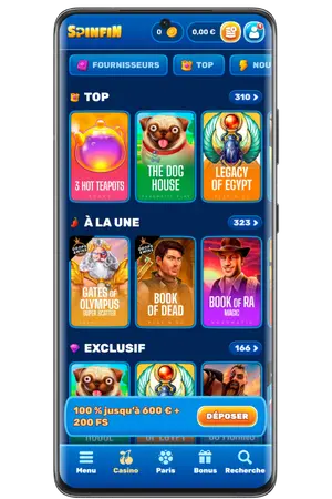 Catalogue jeux SpinfiN Casino slots variés